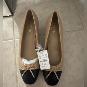 J. Crew Women's Tan and Black Ballet Chunky Heels